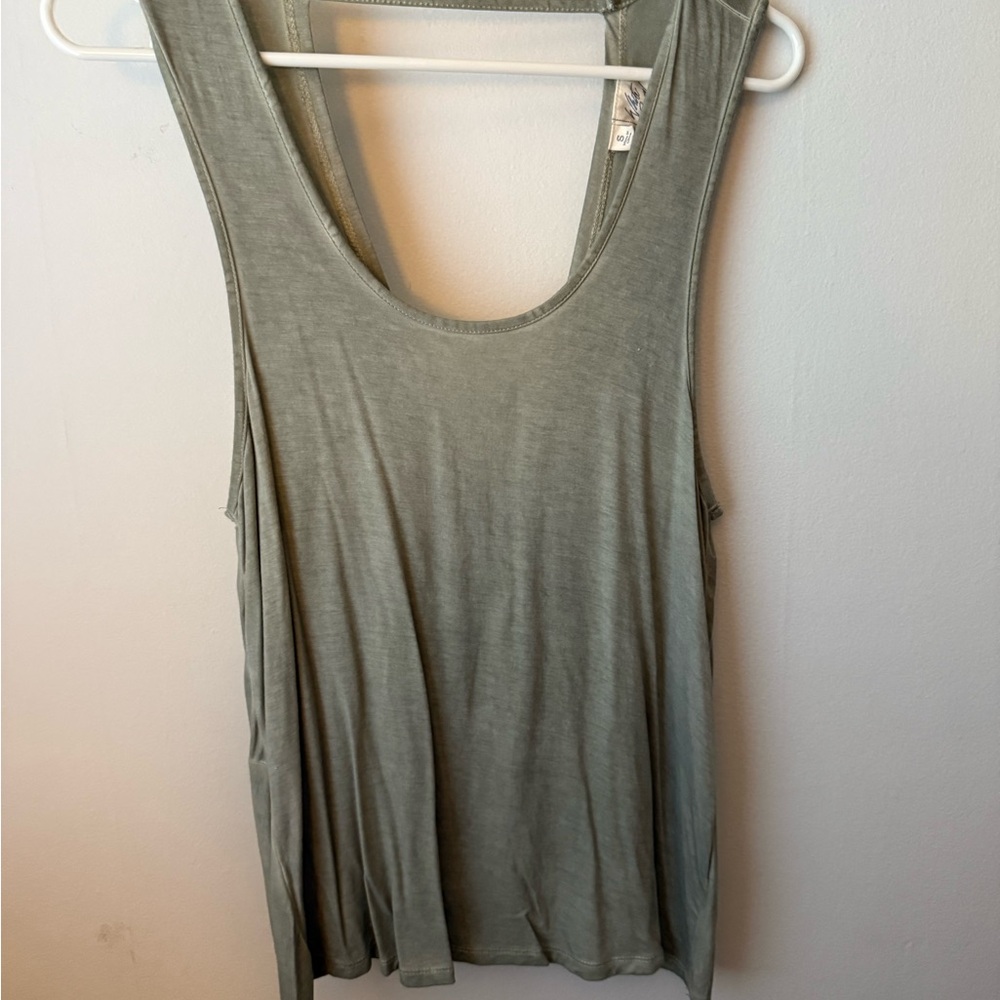 White Crow Green Backless Sleeveless Tank Top